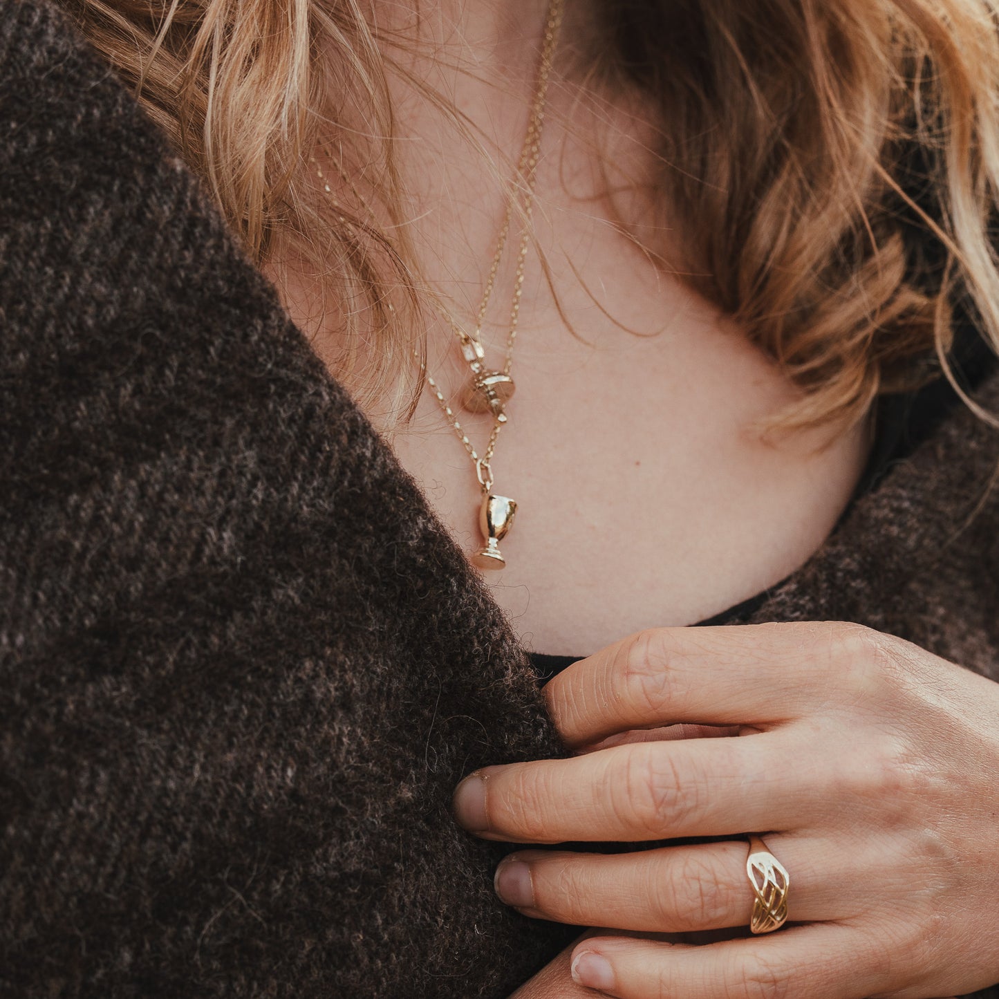 Gold Fairy Chalice Necklace