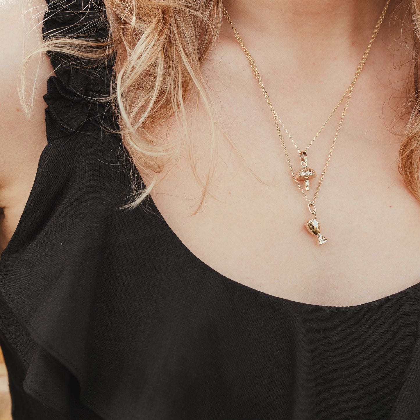 Gold Fairy Chalice Necklace