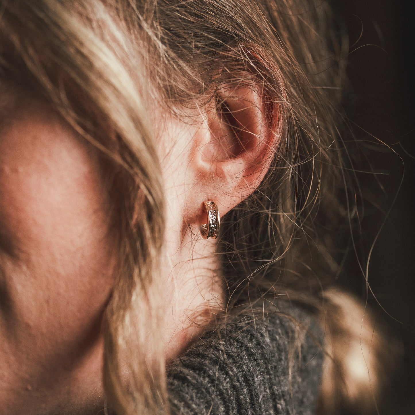 Gold Stardust Hoop Earrings