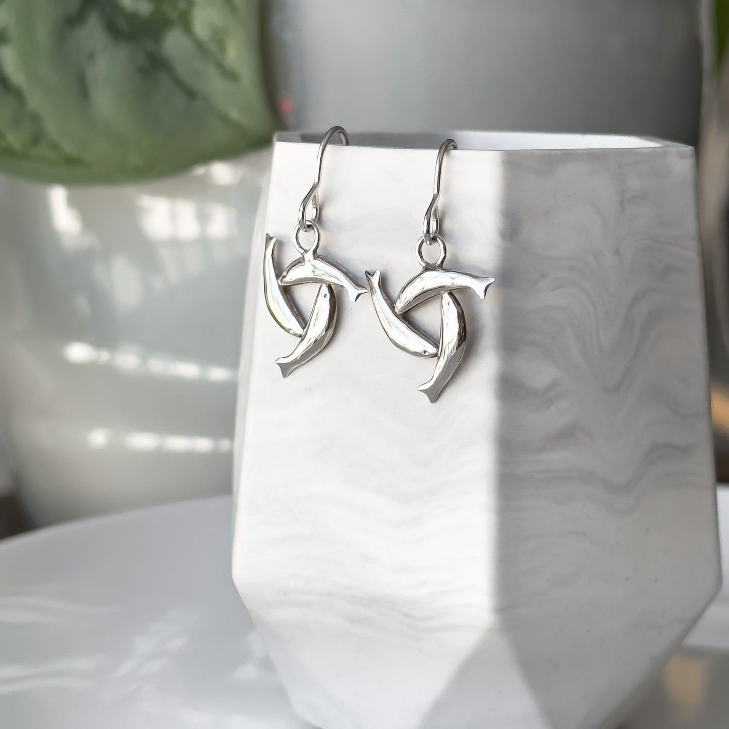 Sterling Silver Herring Triskel Earrings