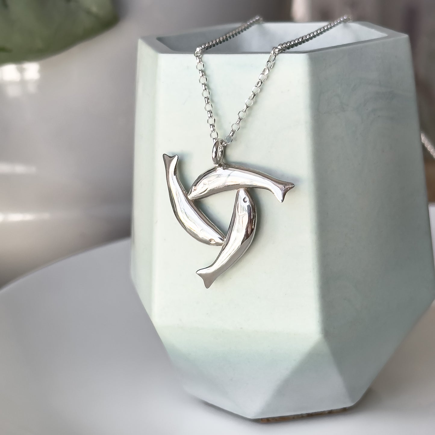 Sterling Silver Herring Triskel Necklace