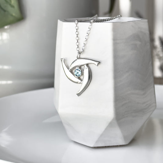 Sterling Silver Herring Triskel Gemstone Necklace