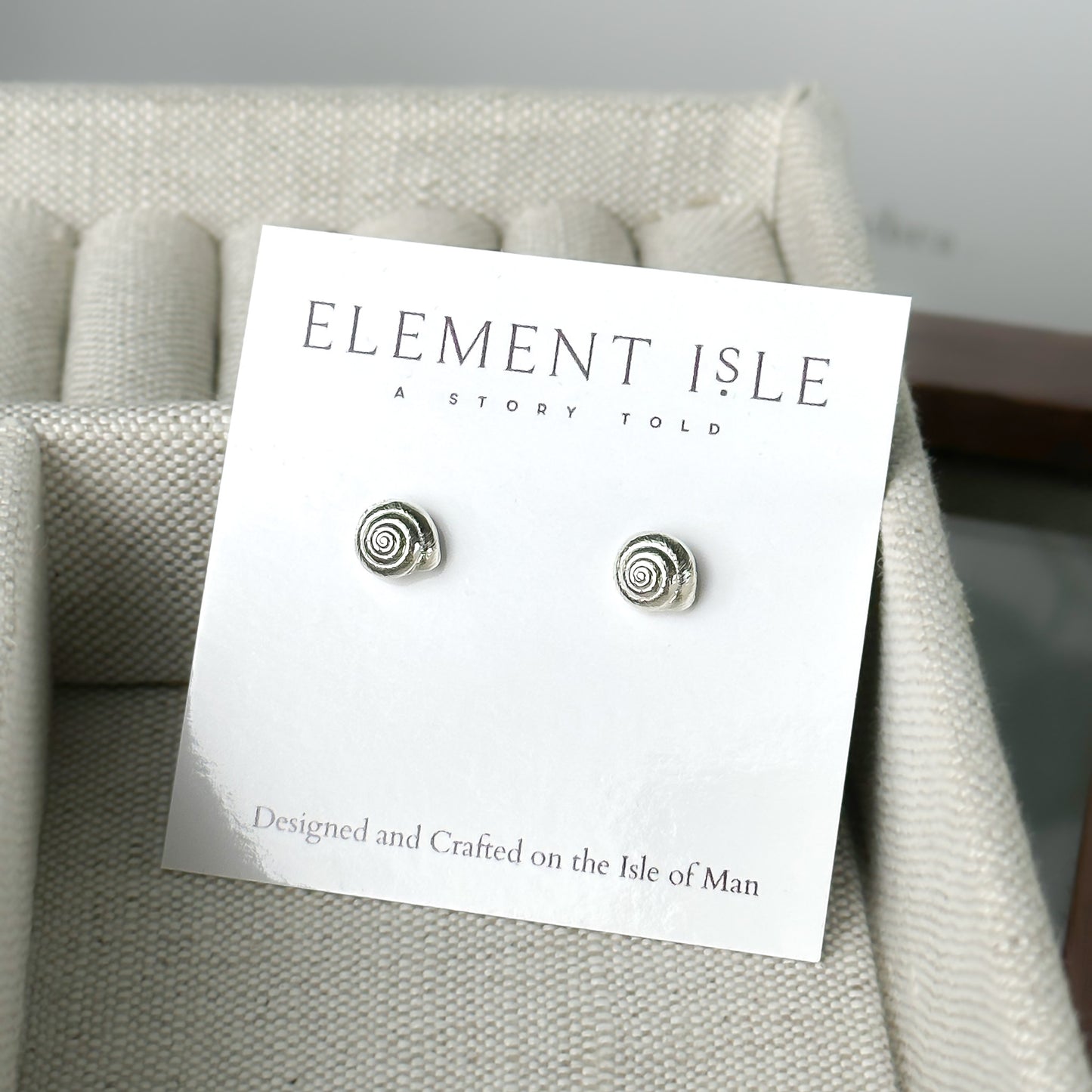 Silver Sand Dune 'Striped Snail' Shell Stud Earrings