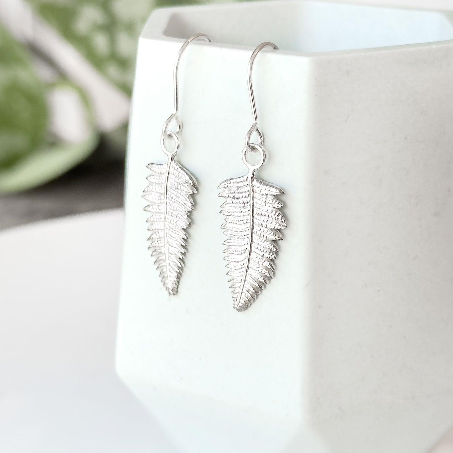Large Sterling Silver Fern Earrings