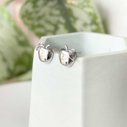 Silver Apple Stud Earrings