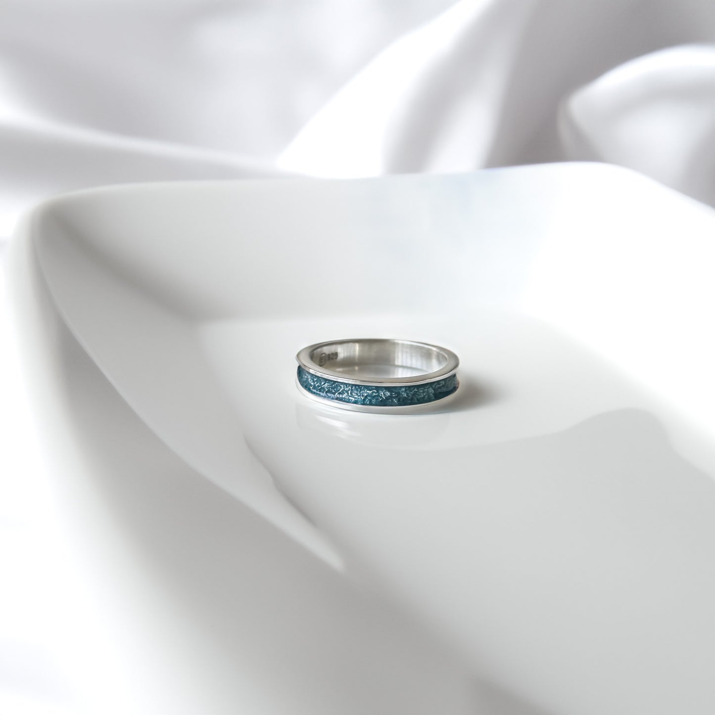 Skadi - Bifröst Silver Enamel Ring (Storm Blue)