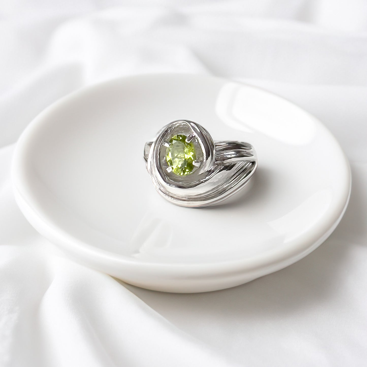 One of a Kind Drift Sterling Silver Ring with Peridot - Size P