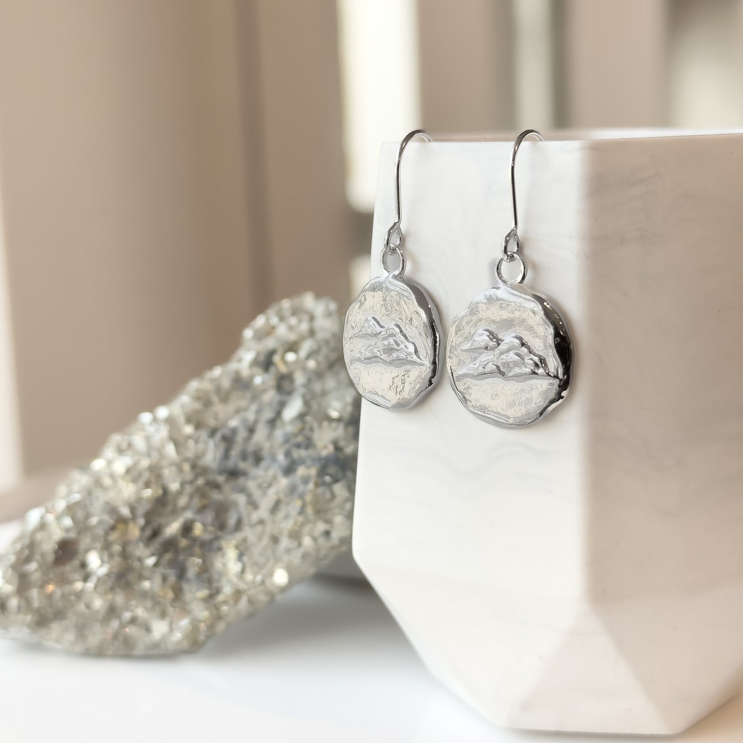 Air Element - Cloud Small Coin Dangle Earrings