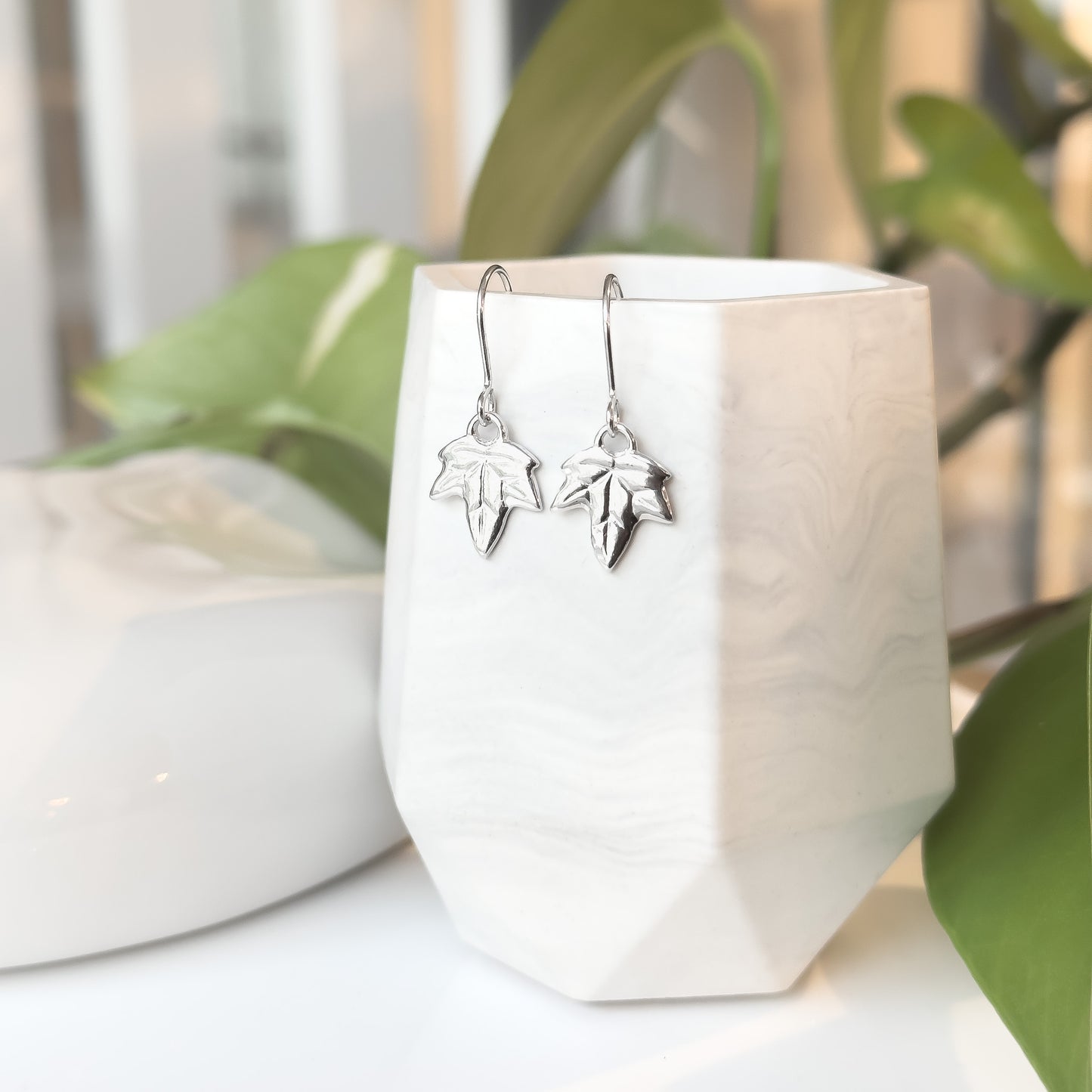 Sterling Silver Ivy Leaf Earrings