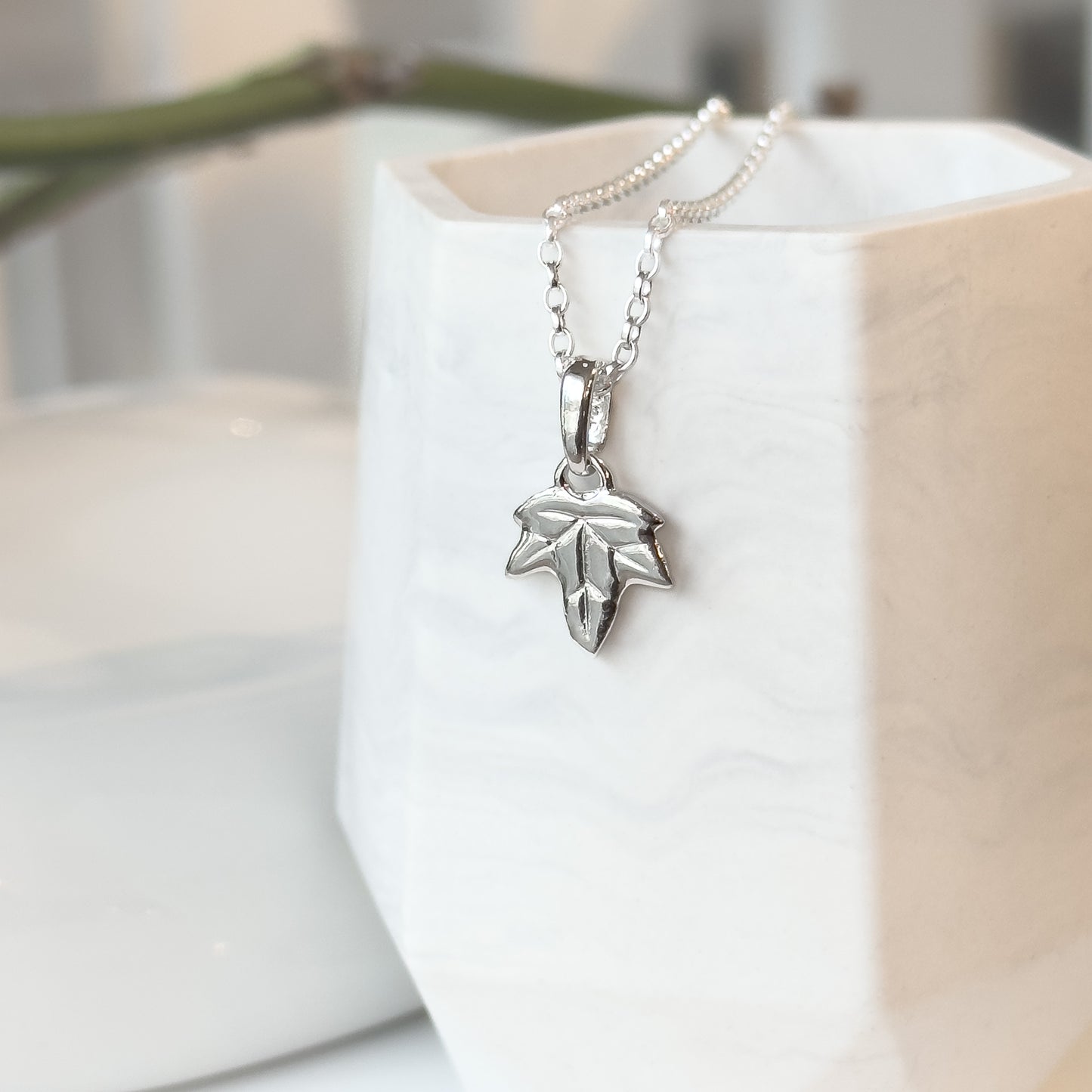 Ivy Leaf Silver Pendant Necklace