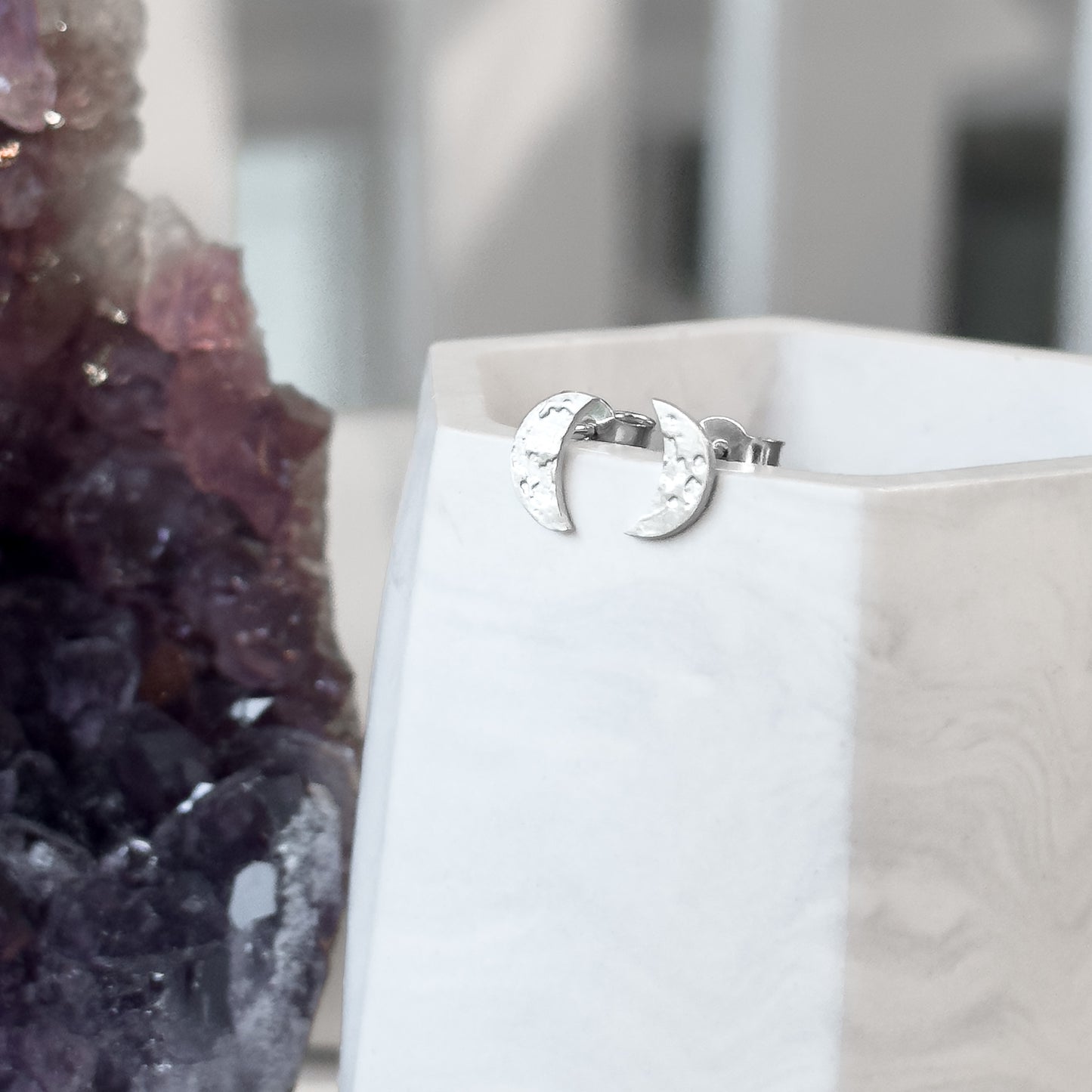 Crescent Moon Stud Earrings
