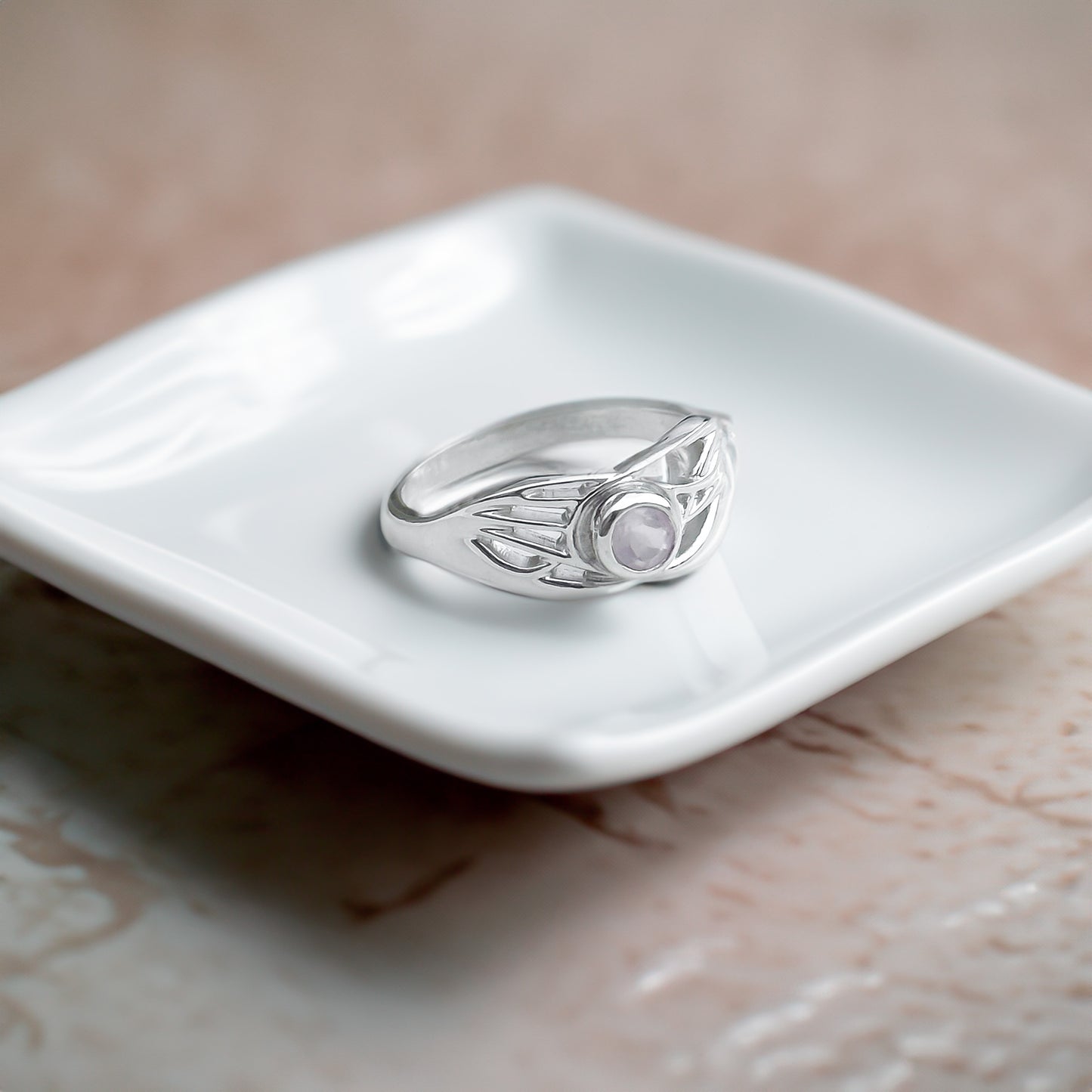 Silver and Gemstone Celtic Roots Ring - choose your stone