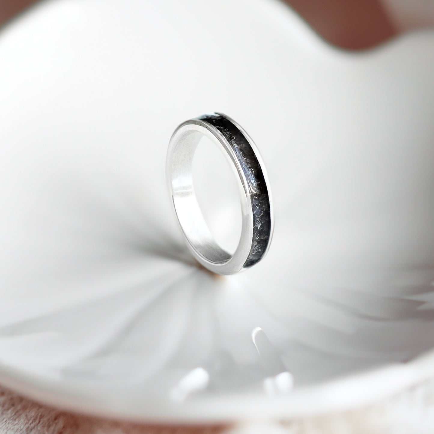 Odin - Bifröst Silver Enamel Ring (Charcoal Grey)