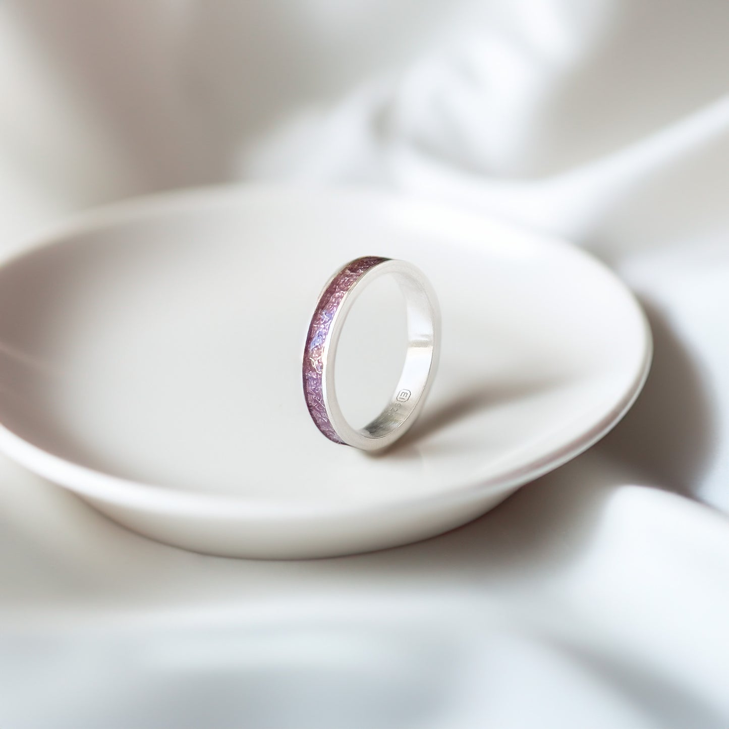Freyja - Bifröst Silver Enamel Ring (Deep Rose Pink)