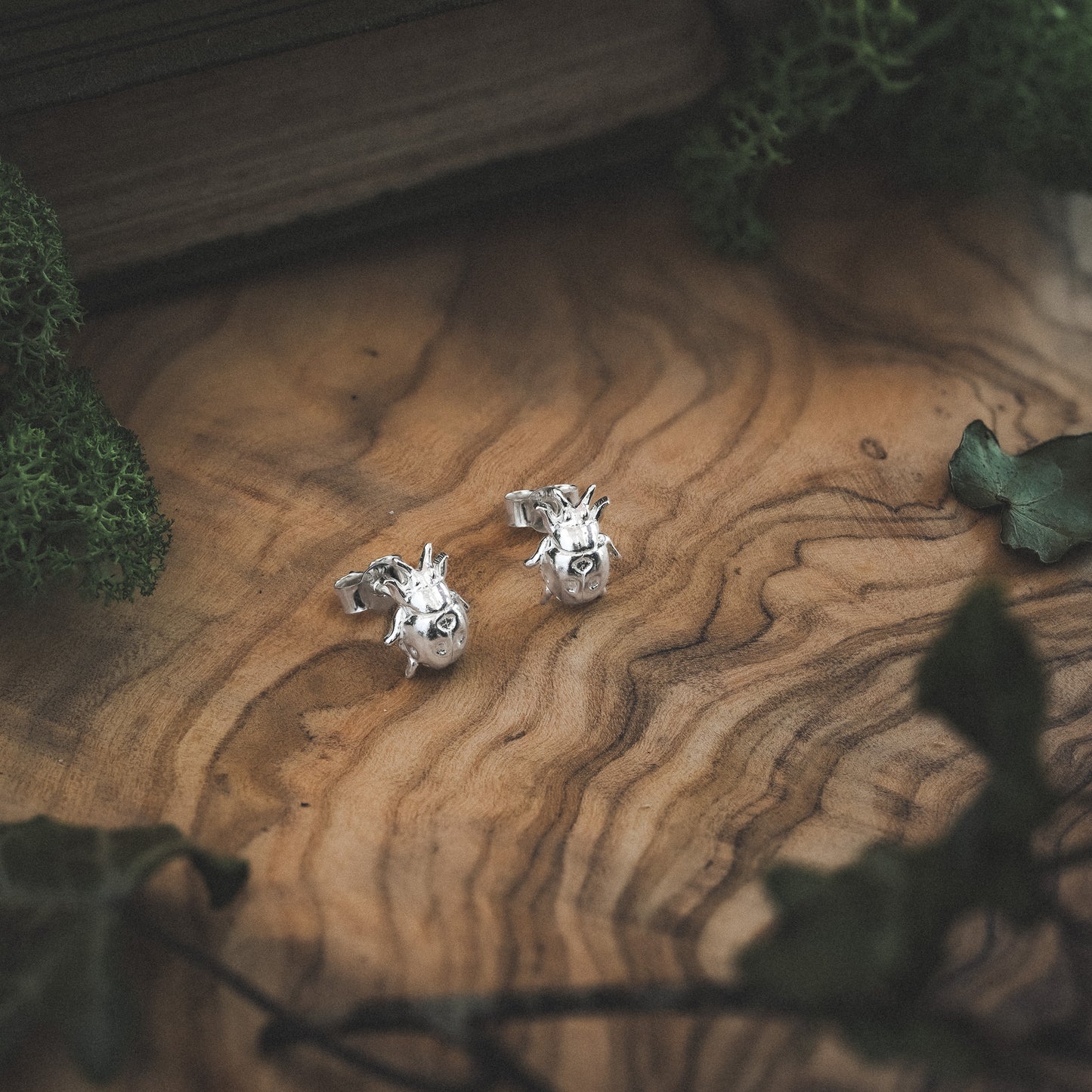 Silver Ladybird Stud Earrings