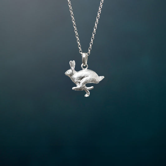 Sterling Silver Running Hare Pendant