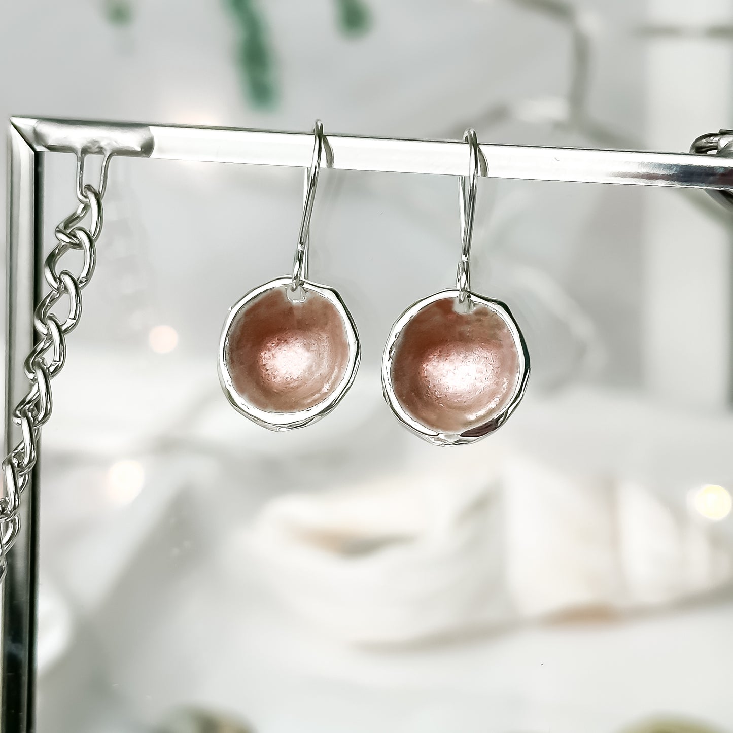 'Blossom' Pink Silver Droplet Dangle Earrings