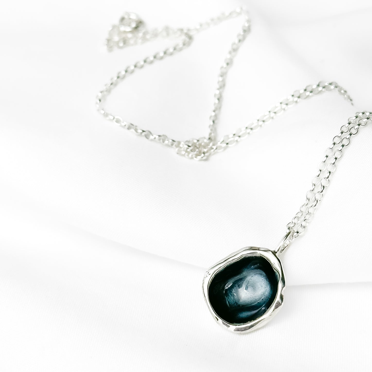 'Slate' Grey Sterling Silver Droplet Necklace
