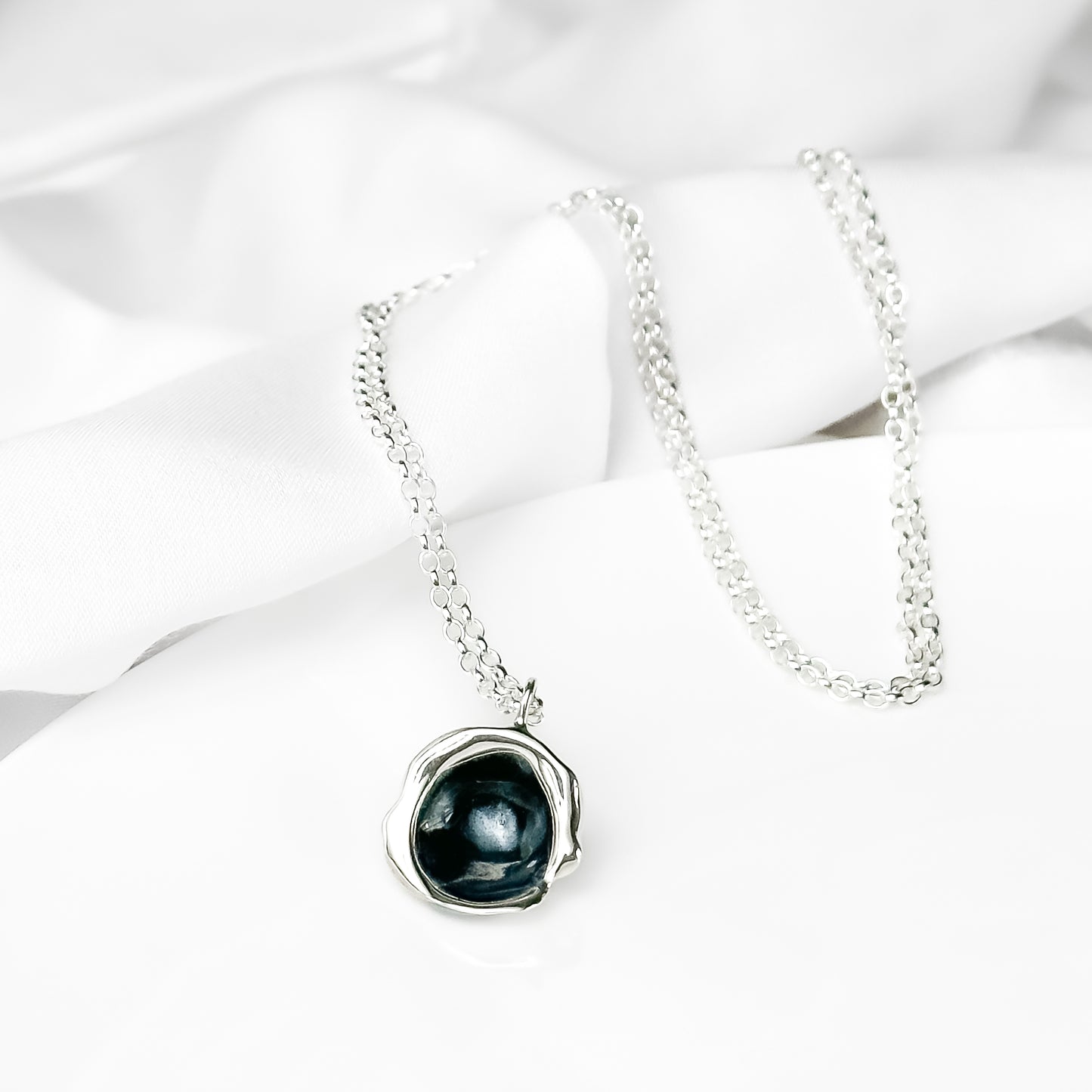 'Slate' Grey Sterling Silver Droplet Necklace