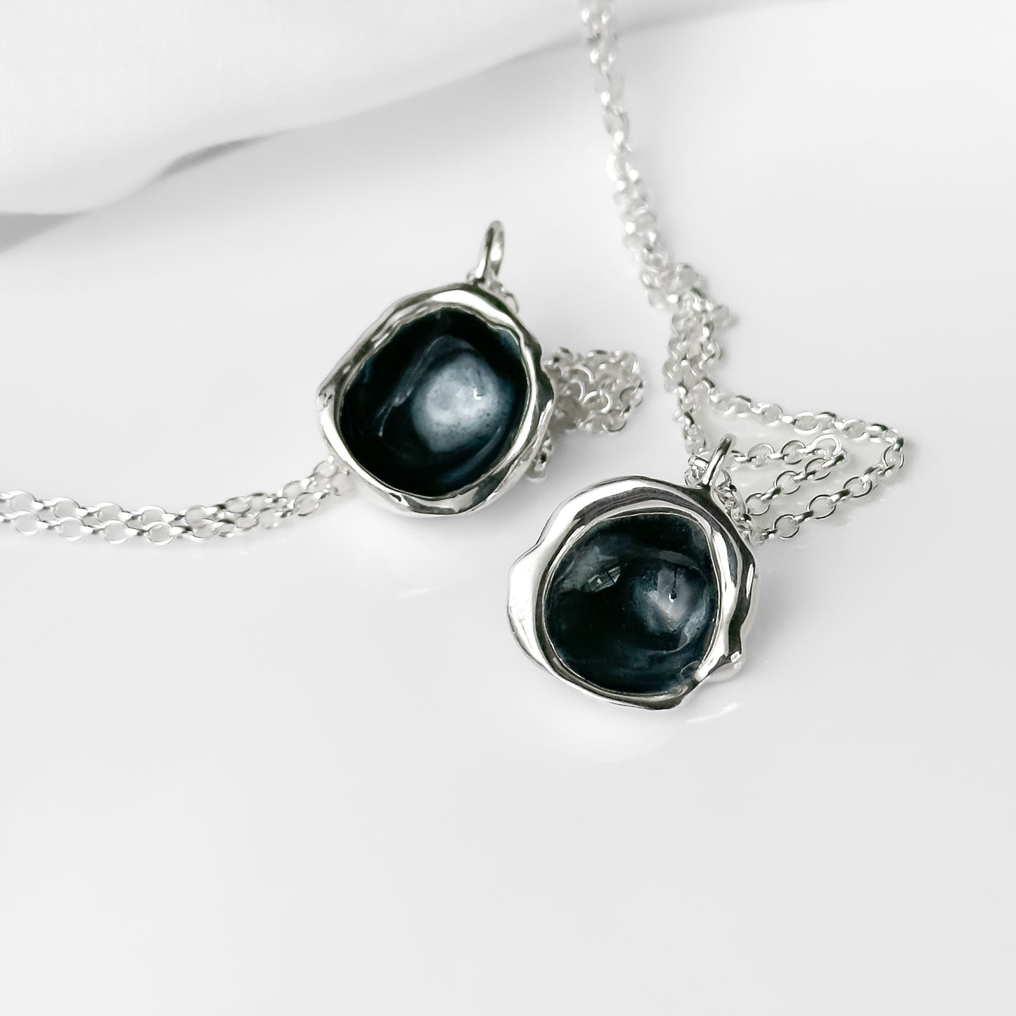 'Slate' Grey Sterling Silver Droplet Necklace