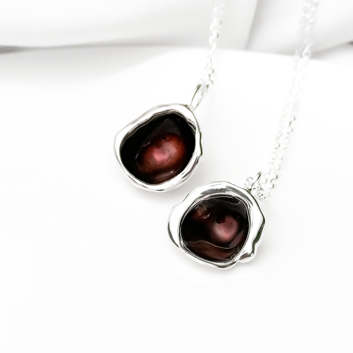 'Autumn Moors' Burgundy Droplet Sterling Silver Necklace