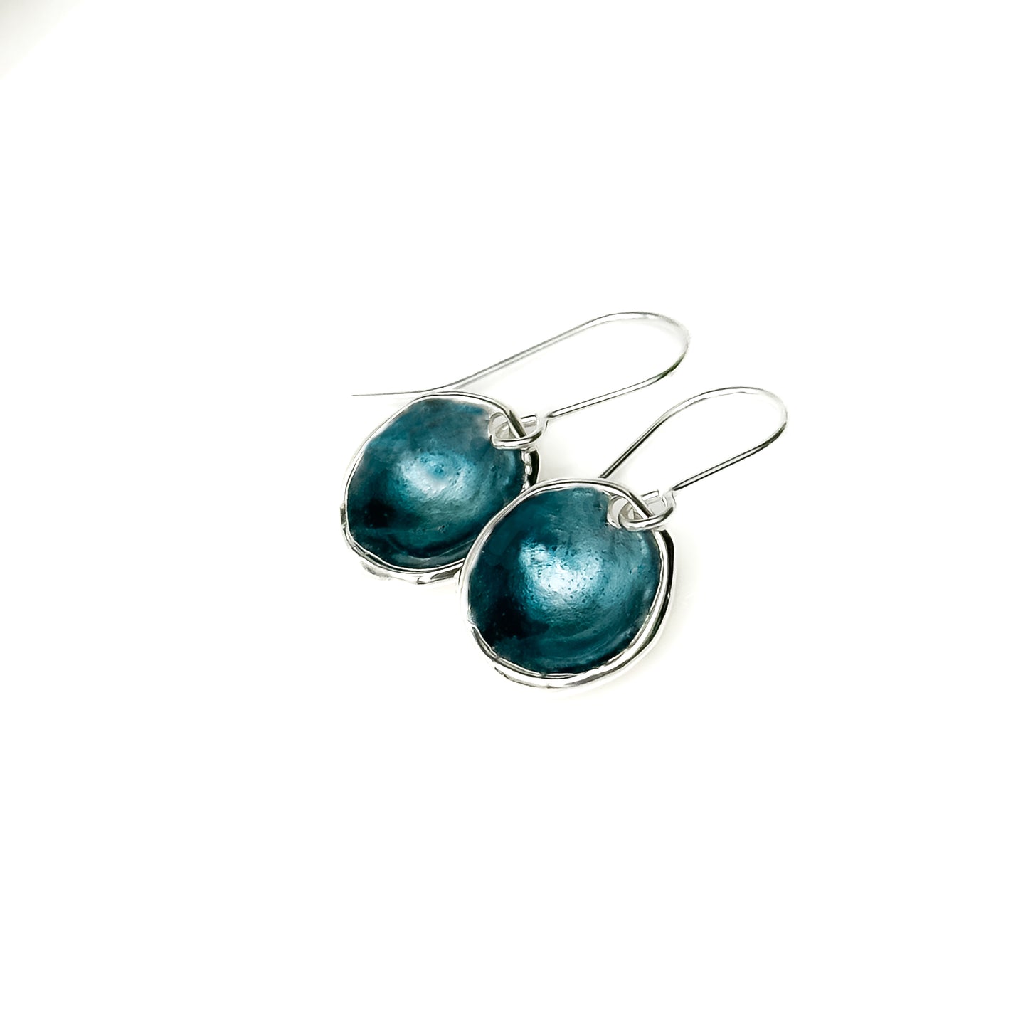 'Sea Storm' Blue Grey Silver Droplet Dangle Earrings