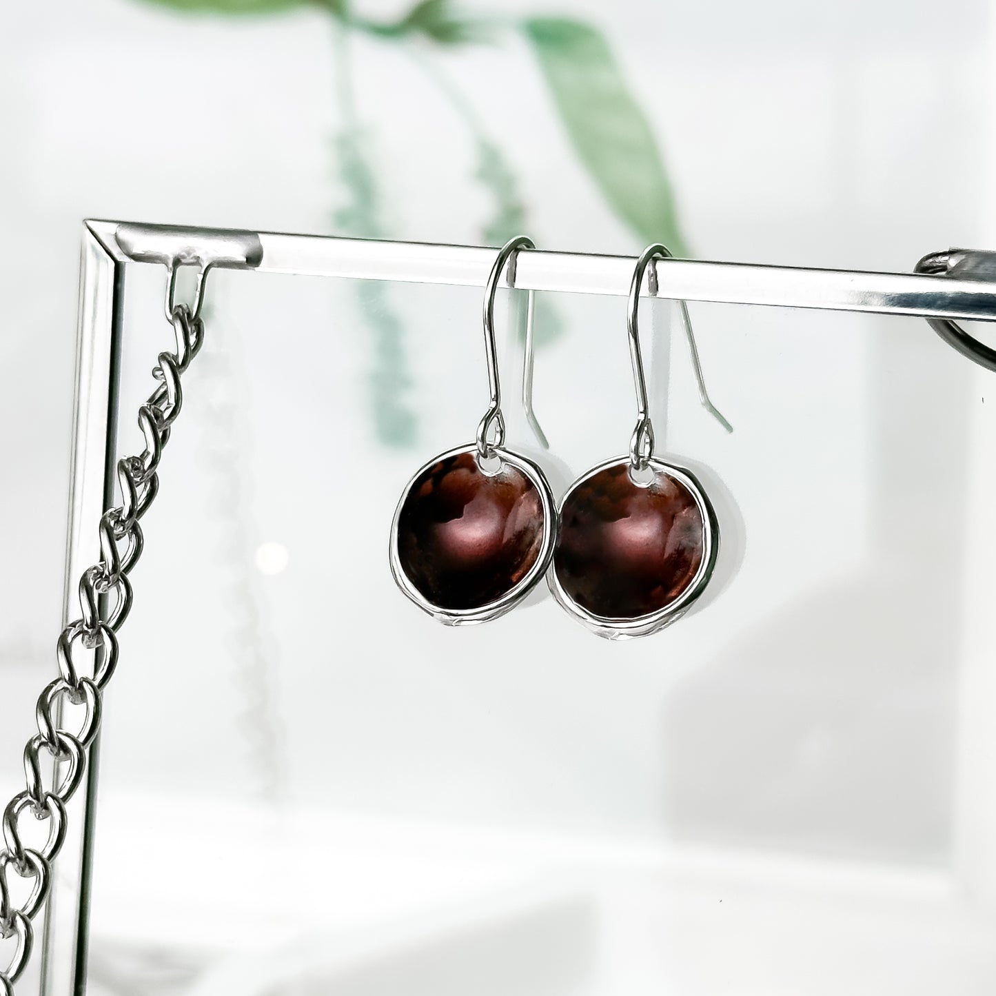 'Autumn Moors' Burgundy Droplet Dangle Earrings