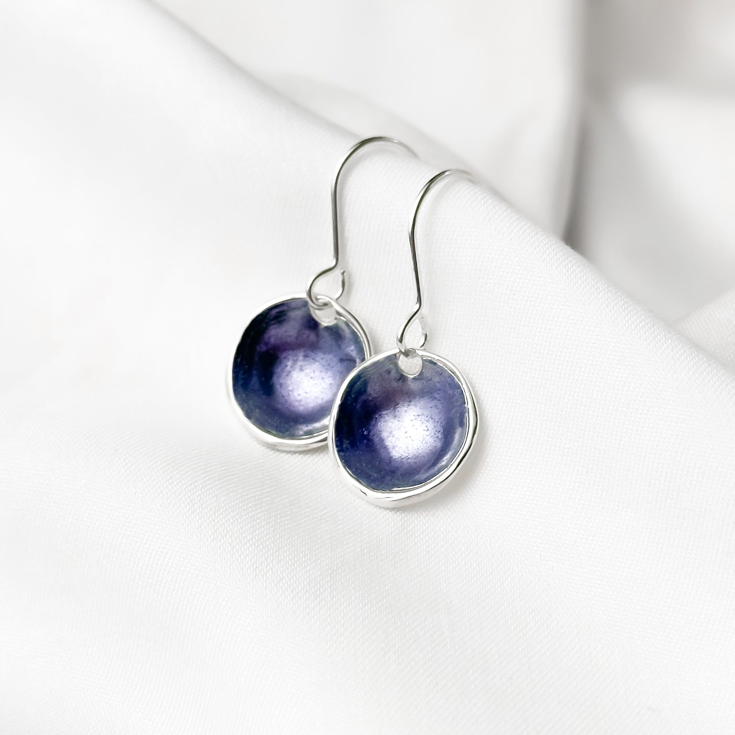 'Heather' Purple Silver Droplet Earrings
