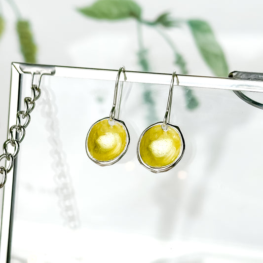 'Gorse' Yellow Silver Droplet Dangle Earrings