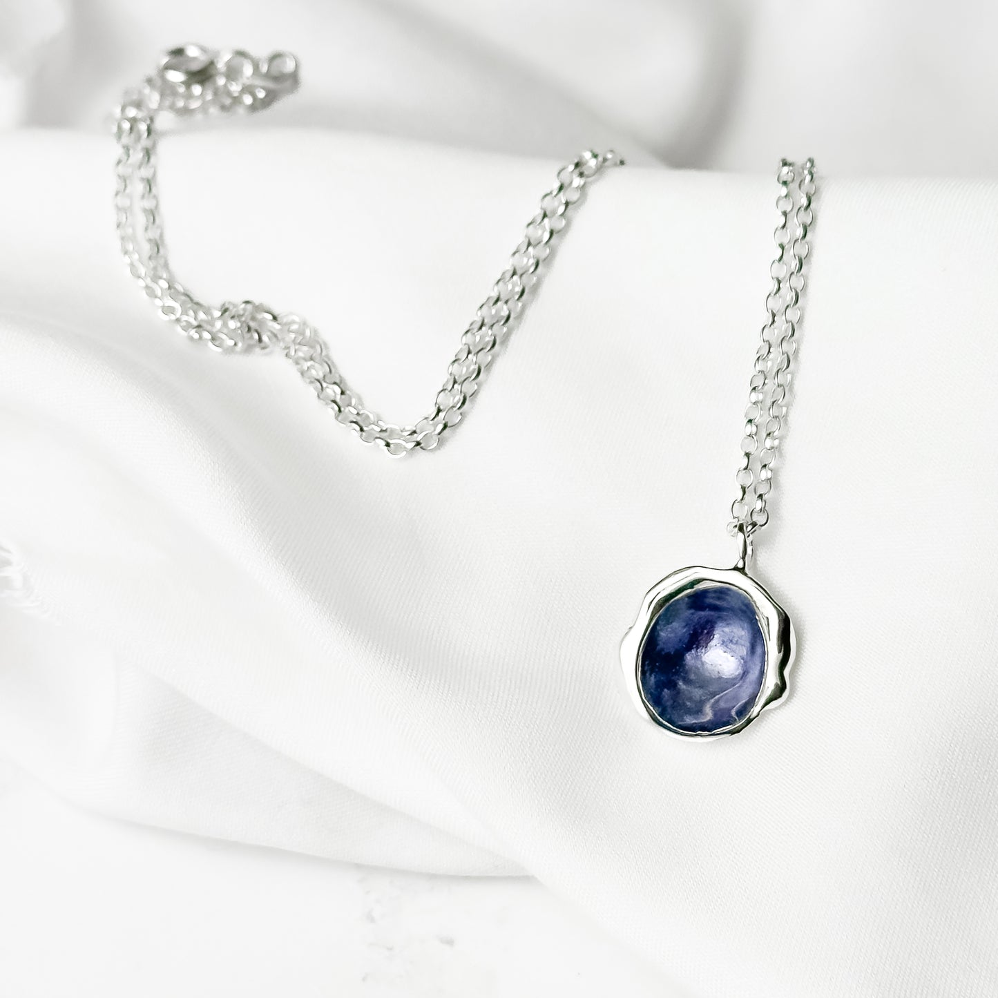 'Heather' Purple Silver Droplet Necklace