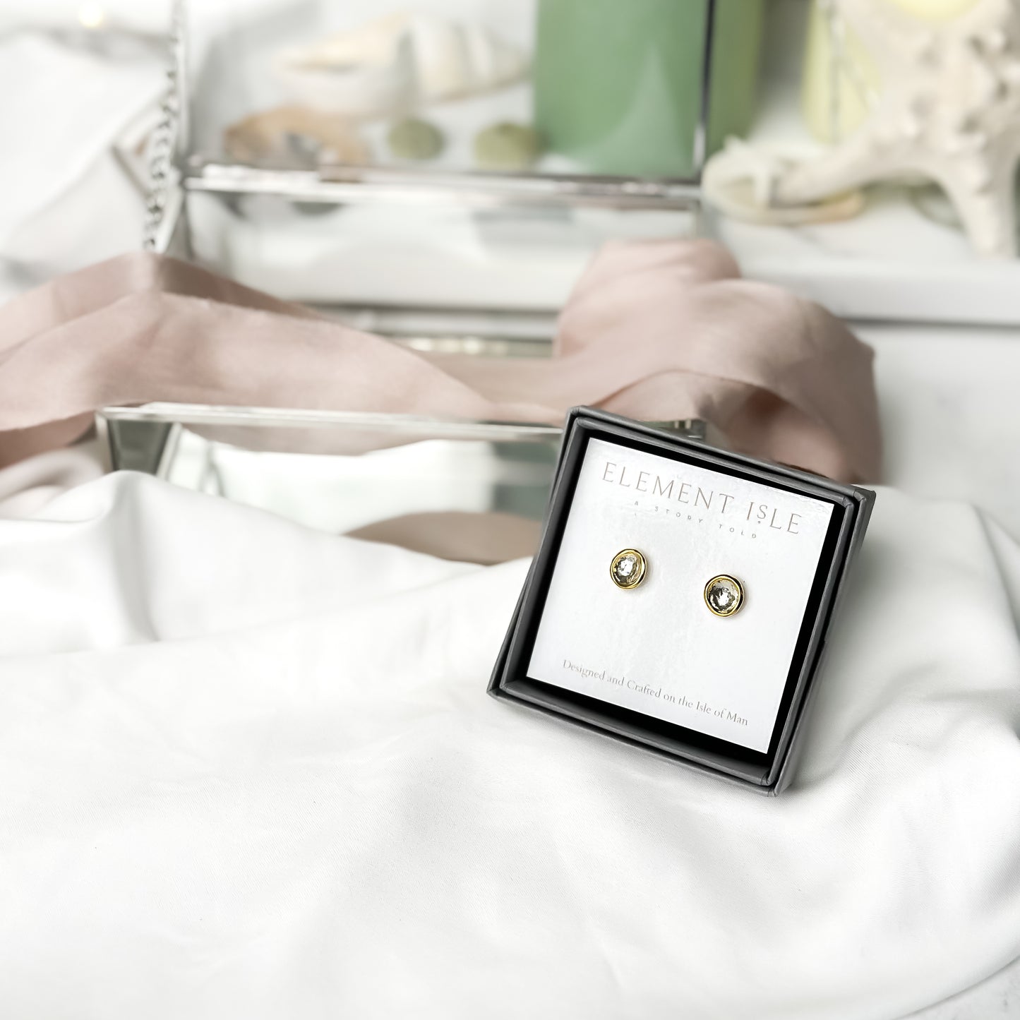 Silver and Gold Droplet Stud Earrings