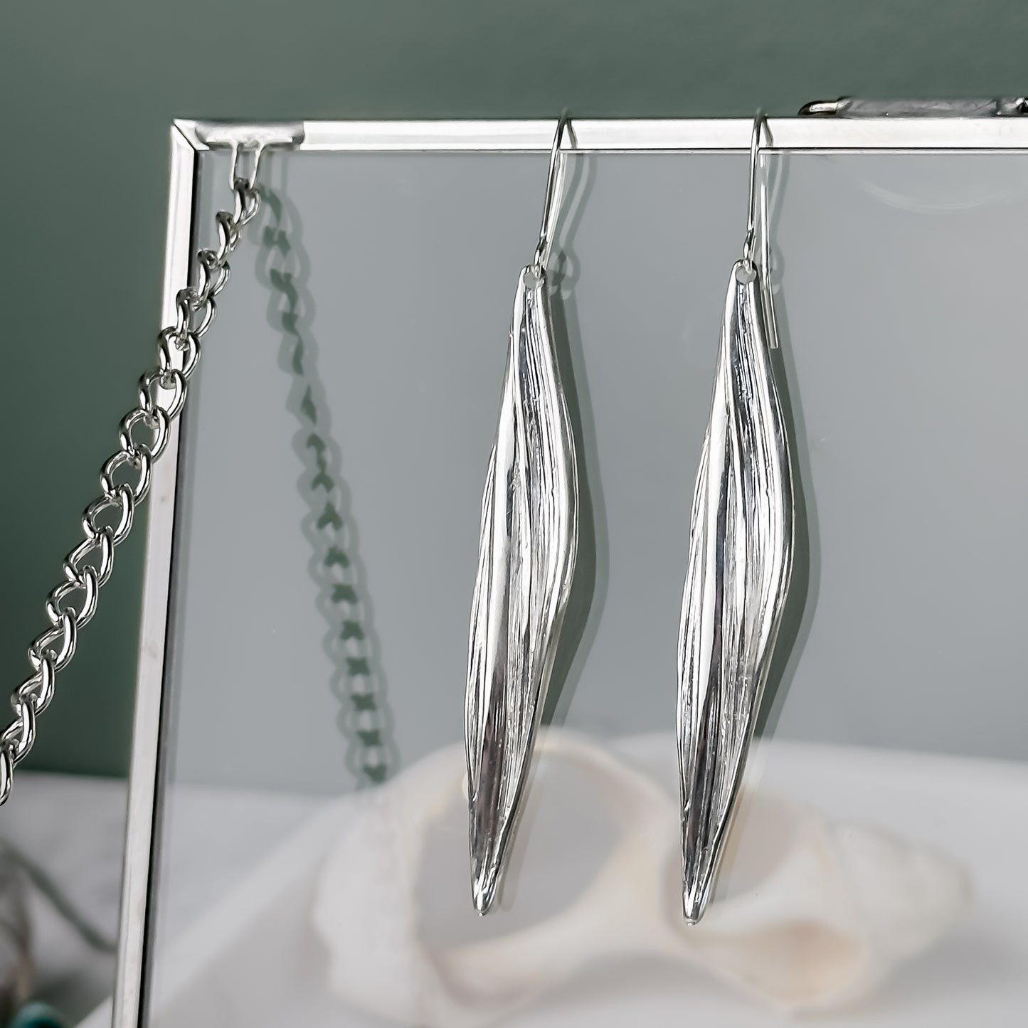 Long Sterling Silver Drift Earrings