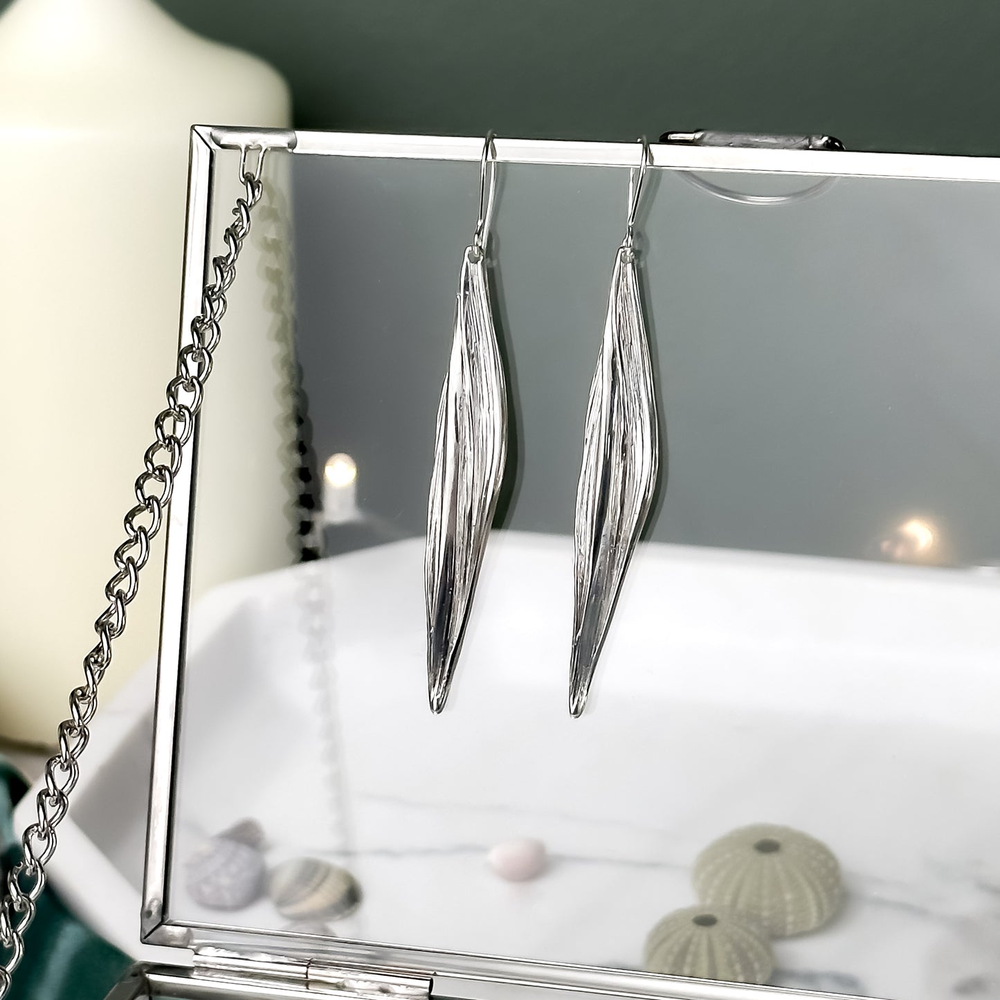 Long Sterling Silver Drift Earrings