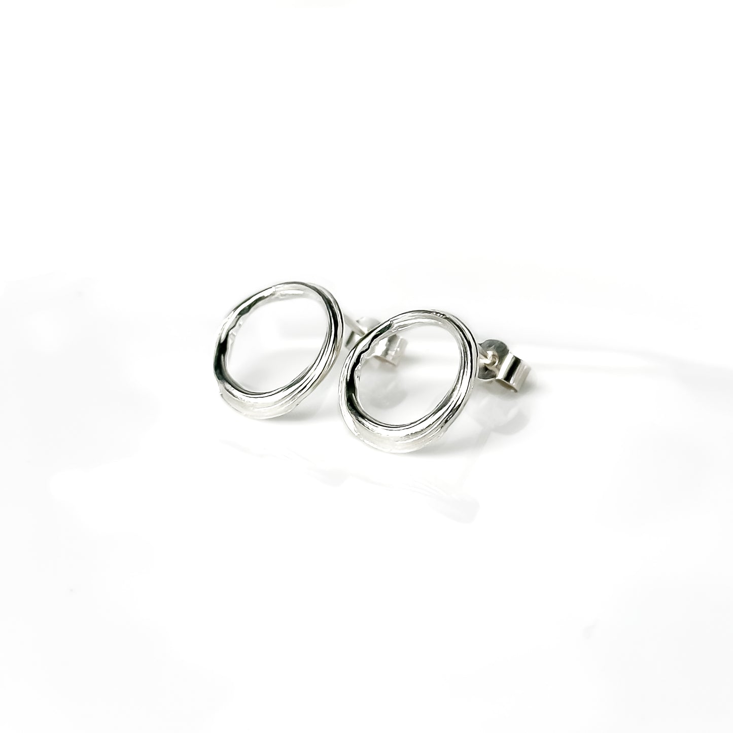 Drift Round Sterling Silver Stud Earrings