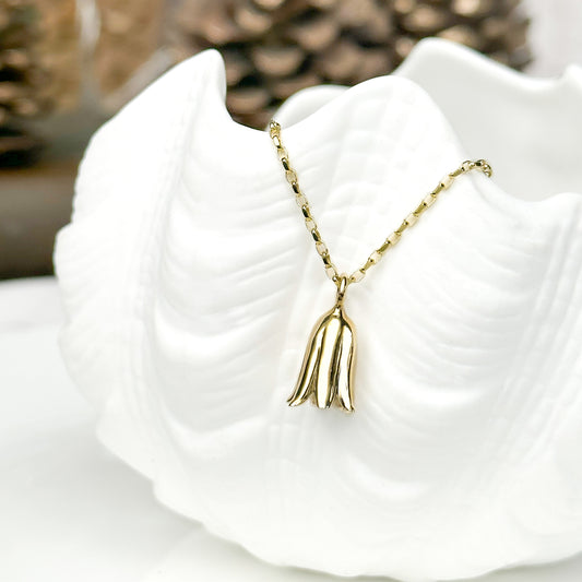 Gold Bluebell Pendant Necklace