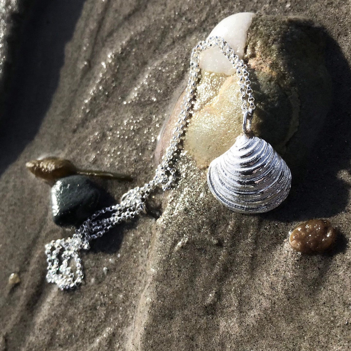 Sterling Silver Venus Clam Shell Necklace
