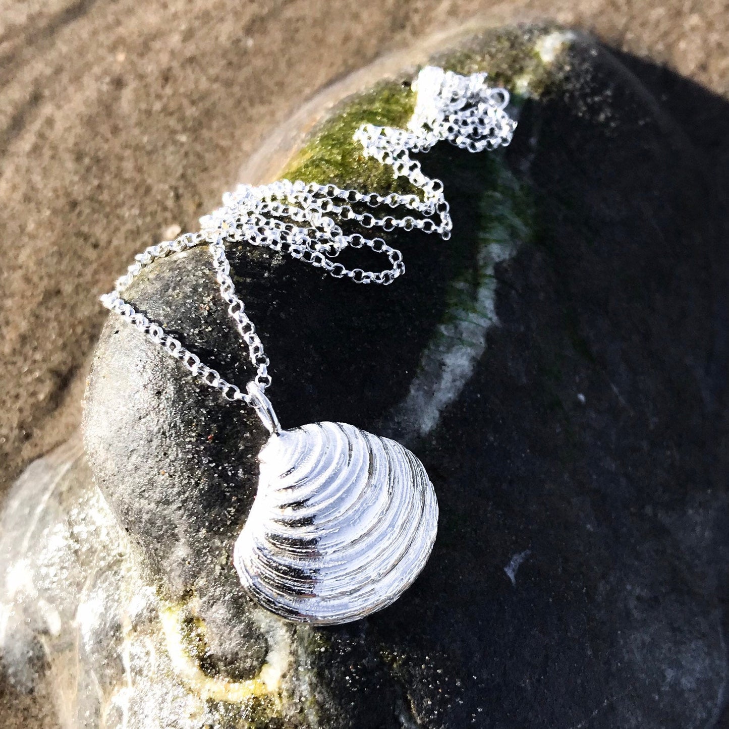 Sterling Silver Venus Clam Shell Necklace