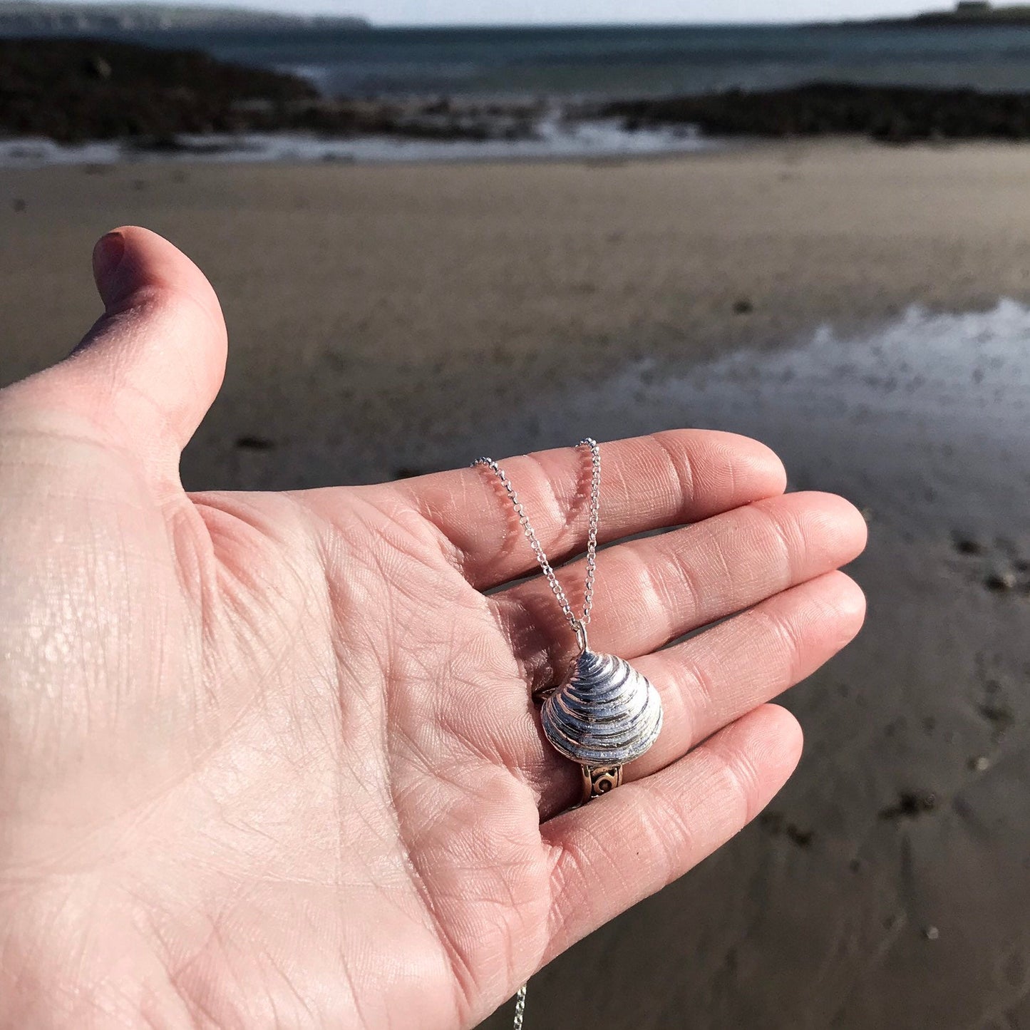 Sterling Silver Venus Clam Shell Necklace