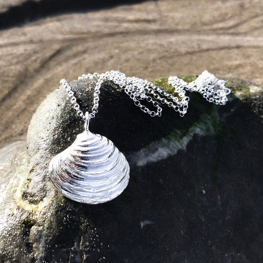 Sterling Silver Venus Clam Shell Necklace