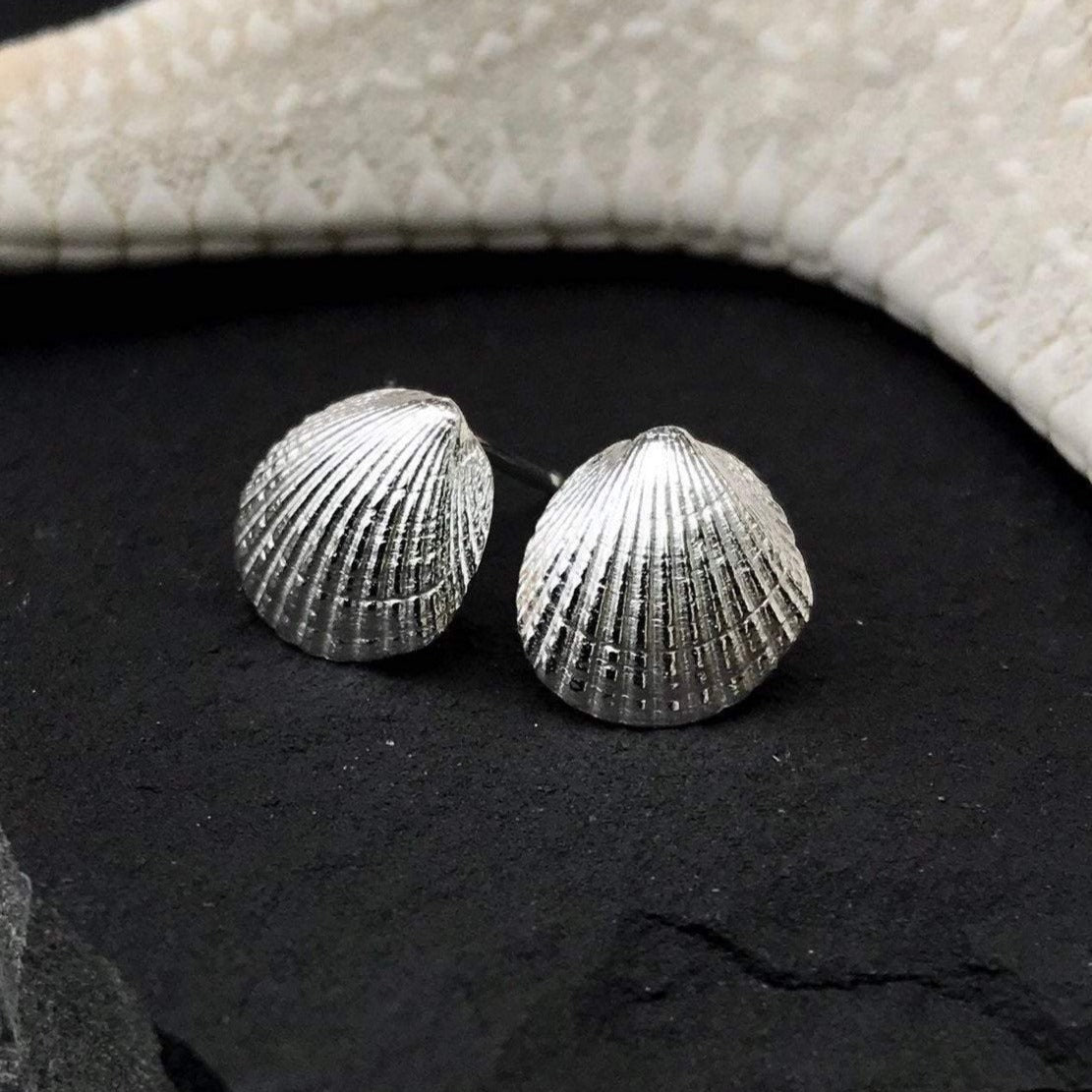 Sterling Silver Cockle Shell Stud Earrings