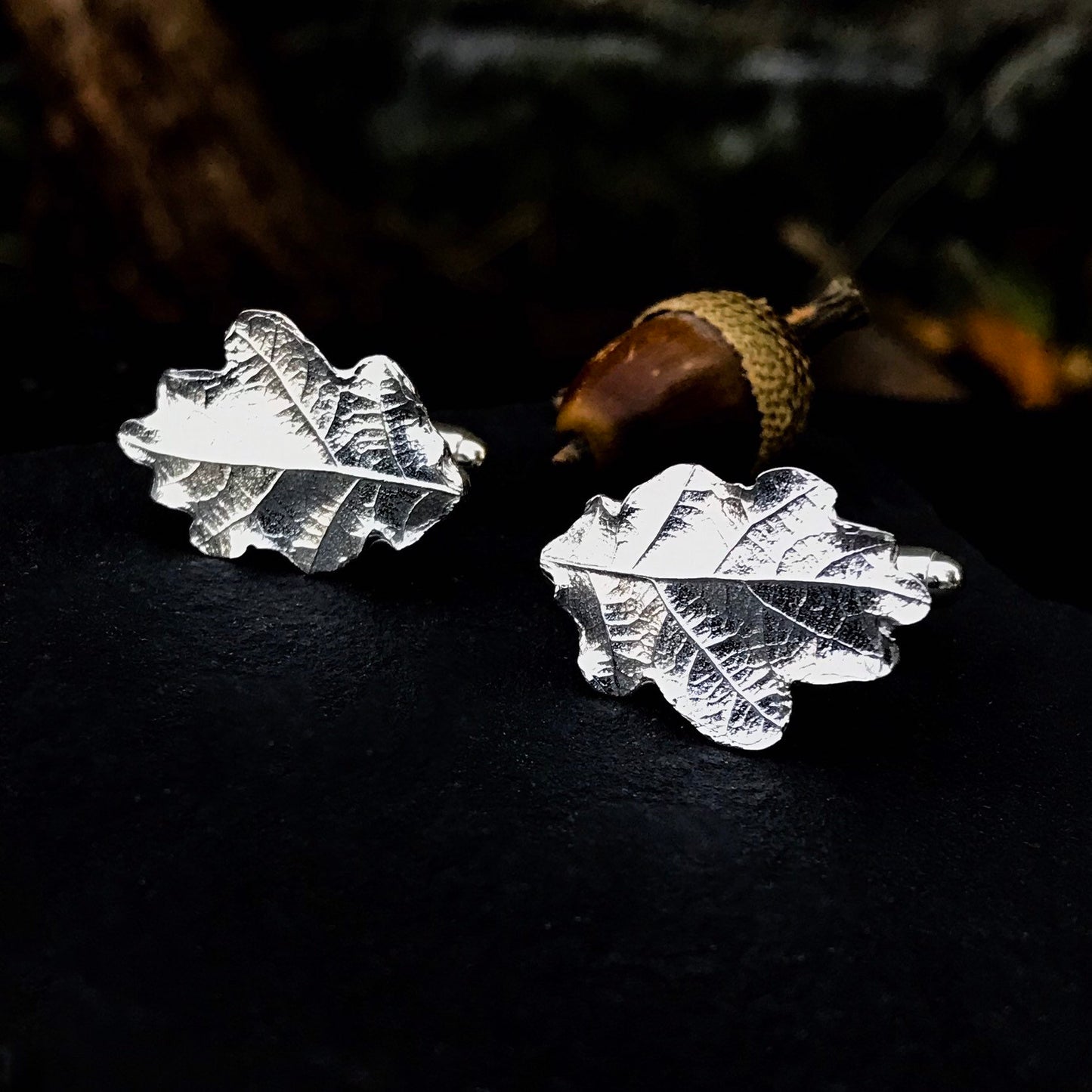 Sterling Silver Oak Leaf Cufflinks