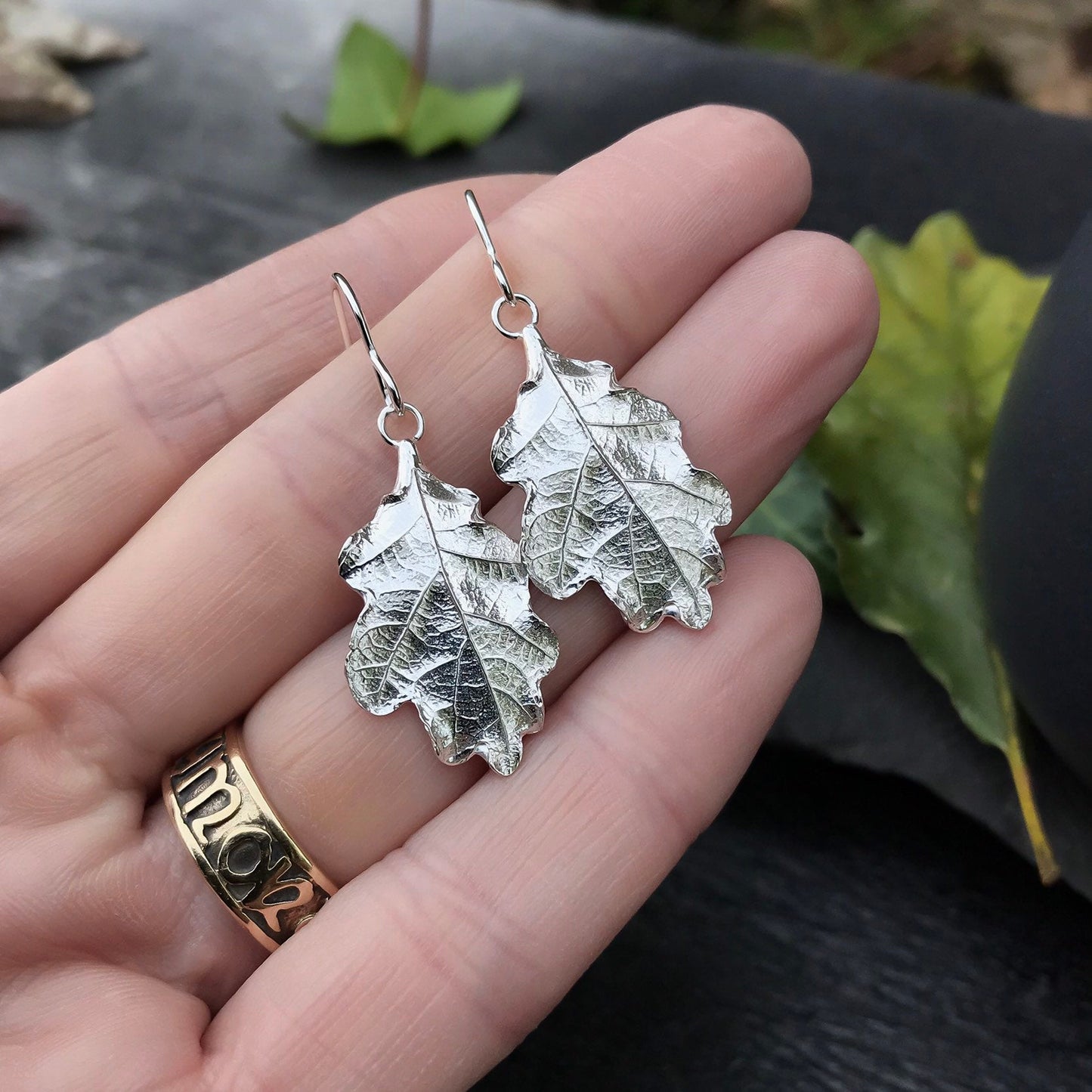 Silver Oak Leaf Earrings