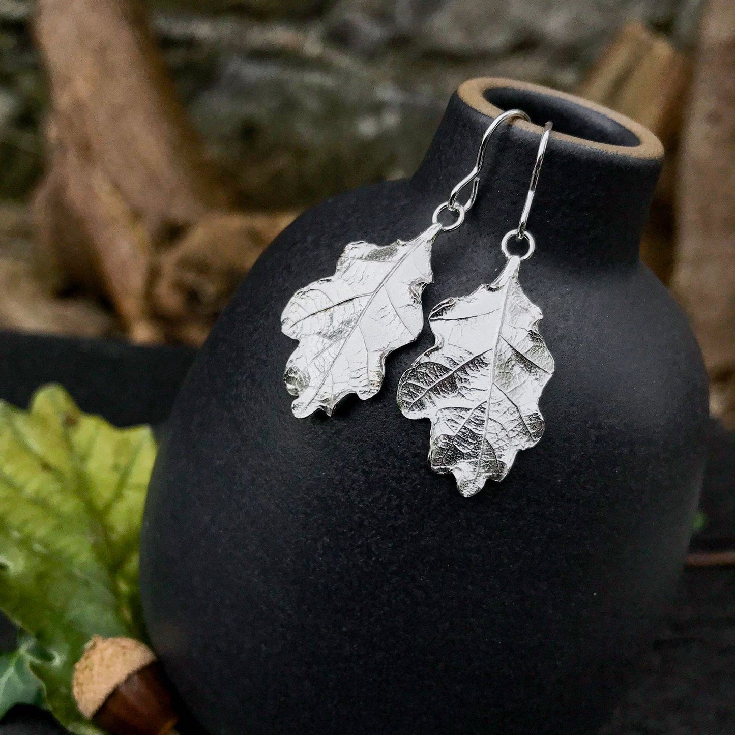 Silver Oak Leaf Earrings