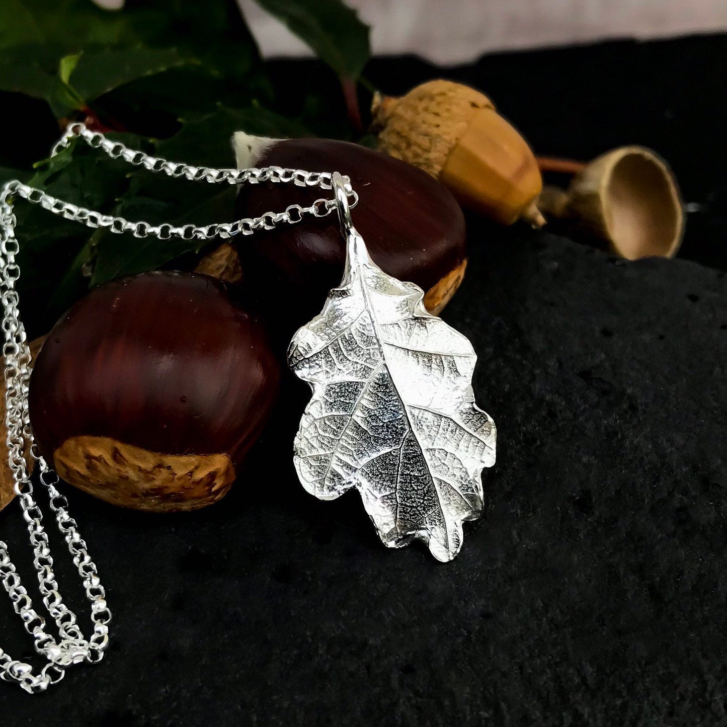 Silver Oak Leaf Necklace