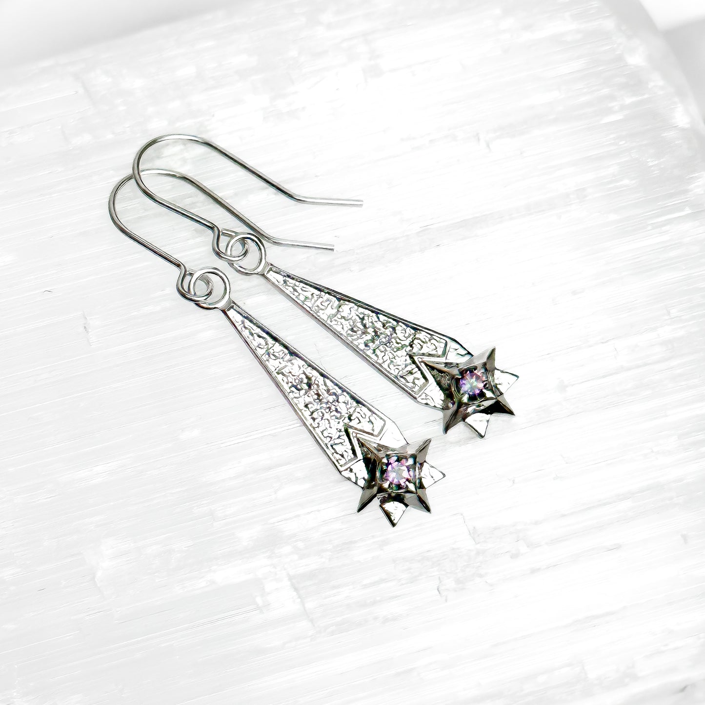 Shooting Star Sterling Silver Earrings with Mystic Topaz