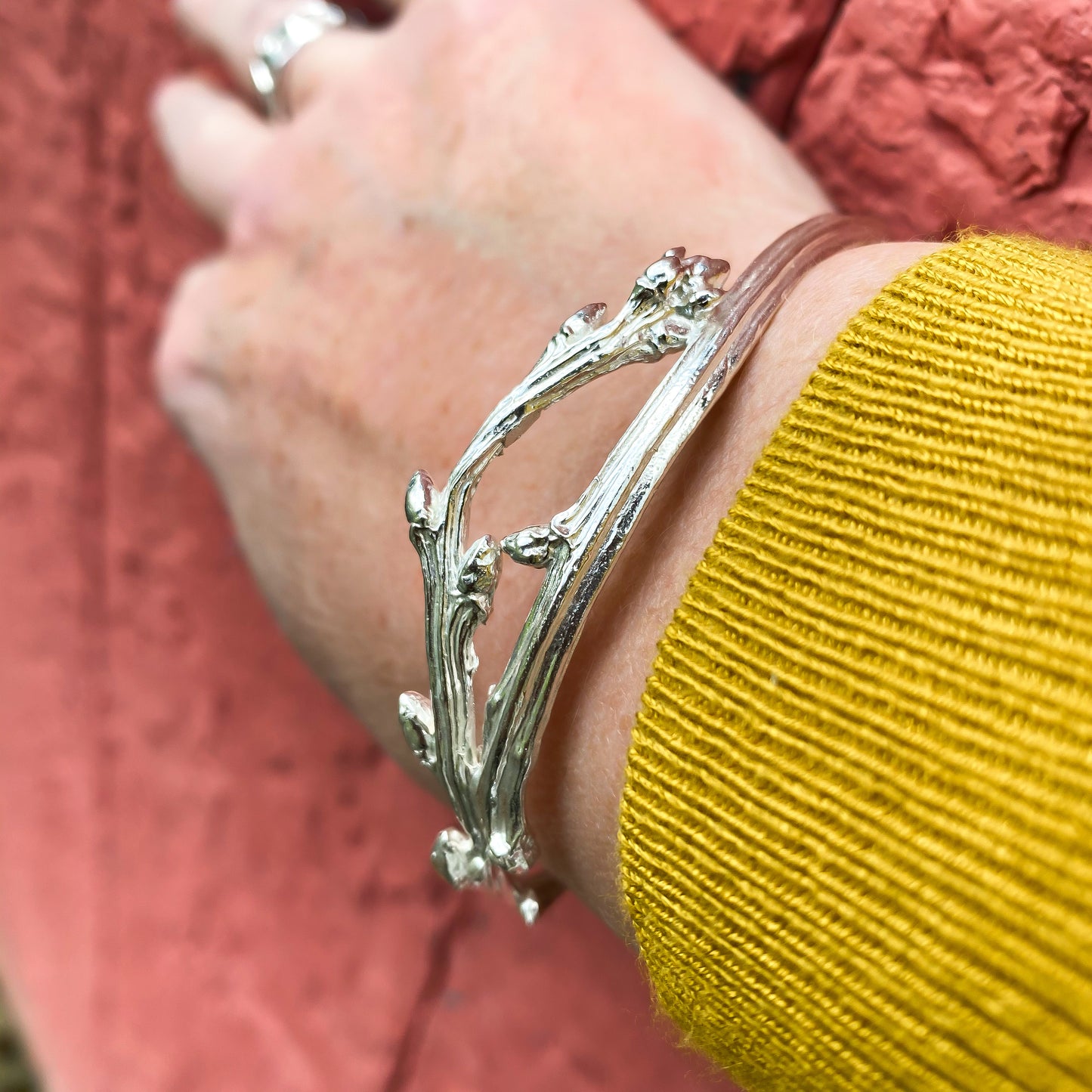 Sterling Silver Oak Bangle