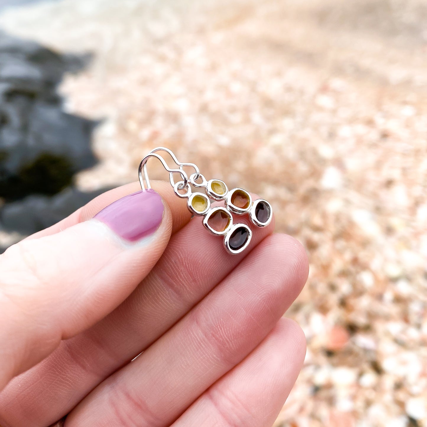 Sterling Silver Pebble Earrings - Fenella Beach