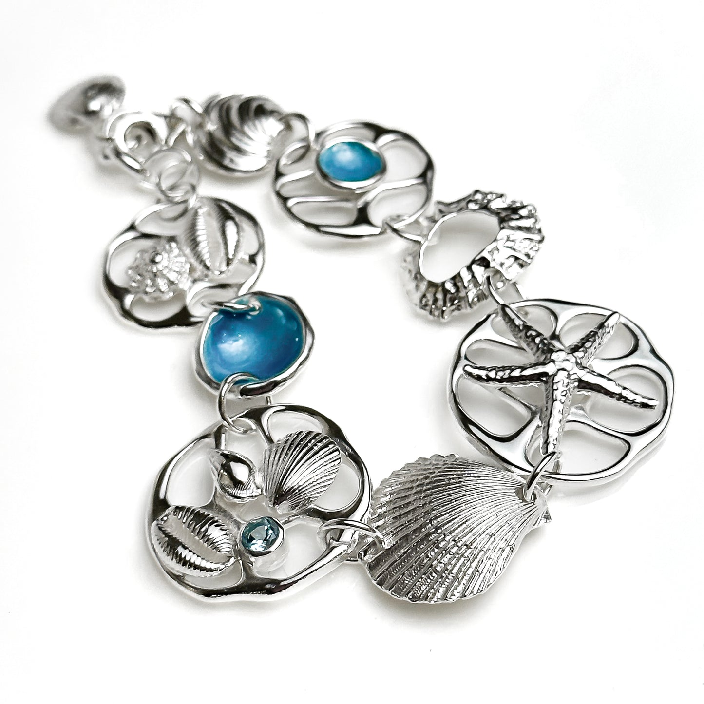 Beachcomber Sterling Silver Shell, Gemstone and Enamel Bracelet - No. 3