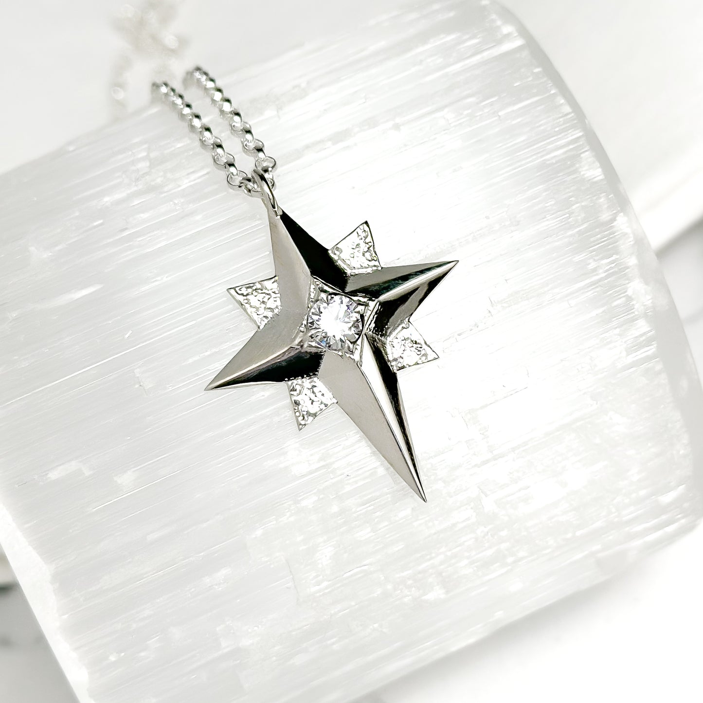 Large North Star Silver Statement Necklace