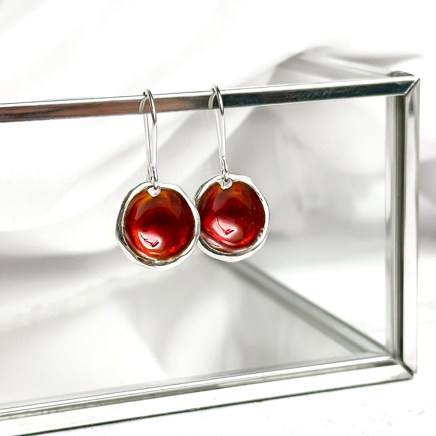 Sterling Silver 'Hawthorn Berry' Red Droplet Earrings